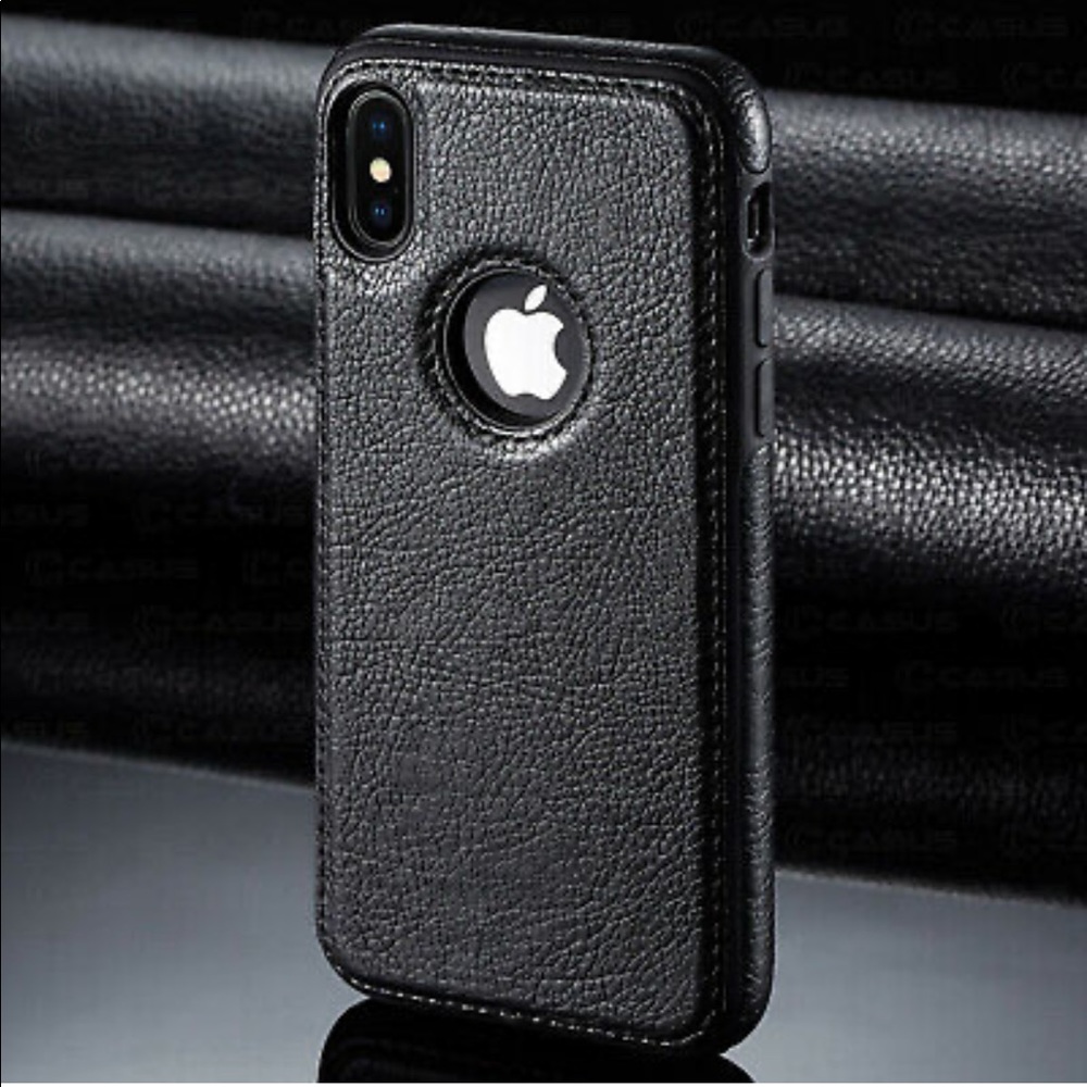 iPhone XS MAX SLIM Luxury Black Leather Back Ultra Thin TPU Case Cover